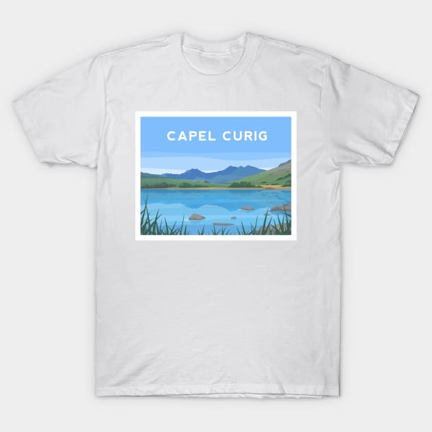 Capel Curig and Llynau Mymbyr, Snowdonia Wales T-Shirt by typelab